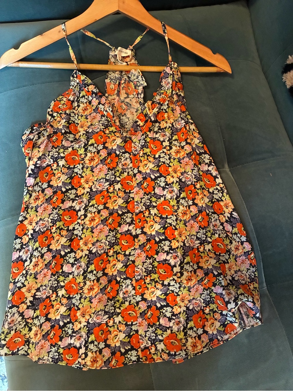 Rebecca Taylor Orange Floral Spaghetti-Strap Cami